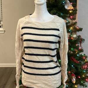 J.Crew Striped Boatneck Pullover Sweater Size M